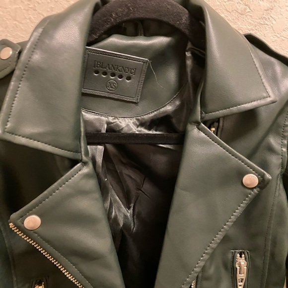 BLANK NYC Green Faux Leather Moto Jacket NEW - Picture 6 of 13